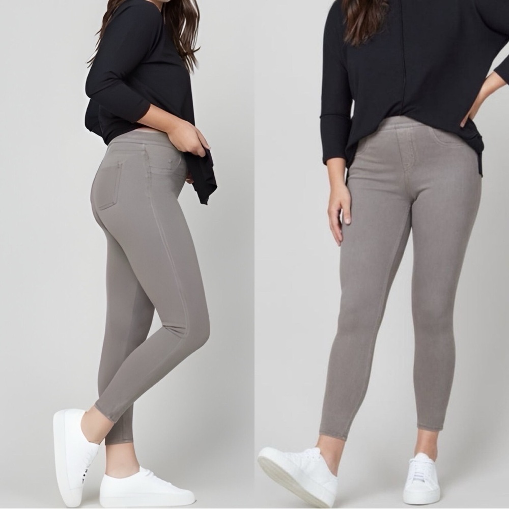 SPANX Jean-ish® Ankle Leggings | Earthy Taupe / Light Gray | Size Large